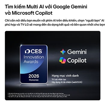 The 2026 CES Innovation Awards Honoree badge in the Artificial Intelligence category recognizes Multi-AI search with Google Gemini and Microsoft Copilot.